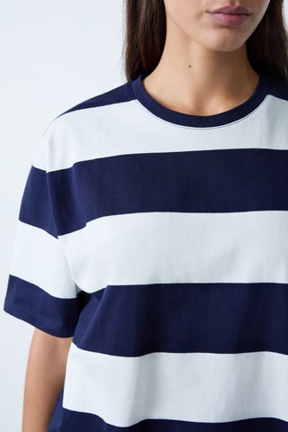 T-shirt Essentiel - Blanc et bleu marine