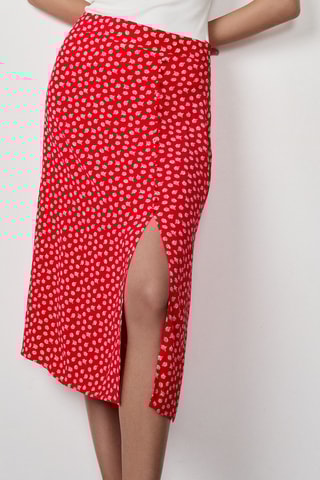 Jupe droite Capsule Fleurs - Rouge