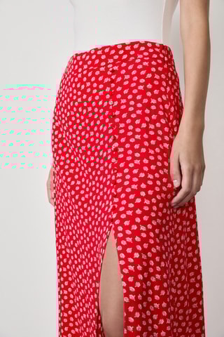 Jupe droite Capsule Fleurs - Rouge