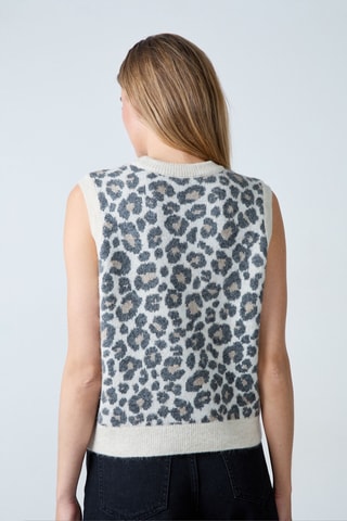 Pull sans manches Boulevard Beaumarchais - Ecru et gris foncé