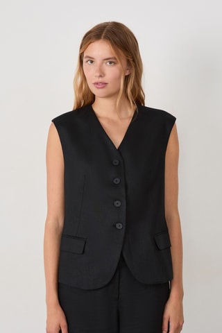 Veste sans manches en lin Timeless Summer - Noir