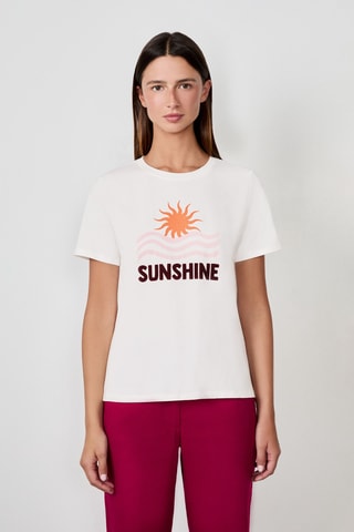 T-shirt Vintage St Tropez - Blanc et orange