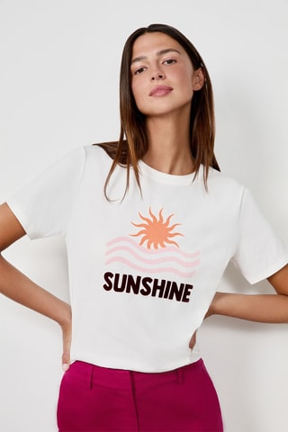 T-shirt Vintage St Tropez - Blanc et orange