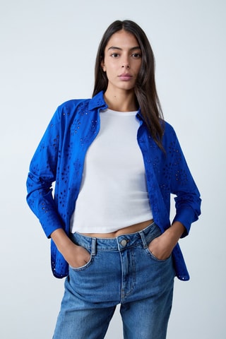 Chemisier en broderie anglaise Essentiel - Bleu roi