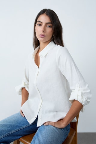 Chemisier en lin Indispensables - Ecru