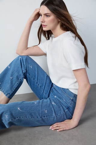 Jean Capsule broderie - Bleu