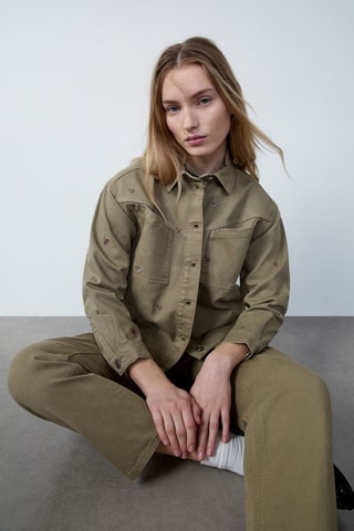 Veste en jean Capsule Broderie - Kaki