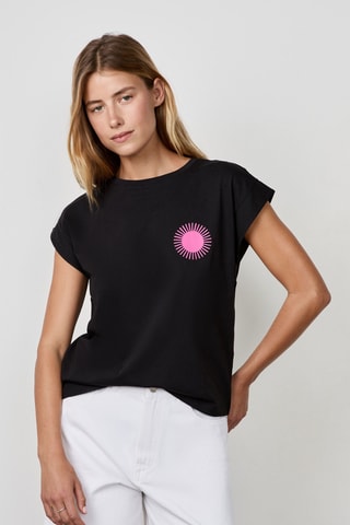 T-shirt Craty Retreat - Noir et rose