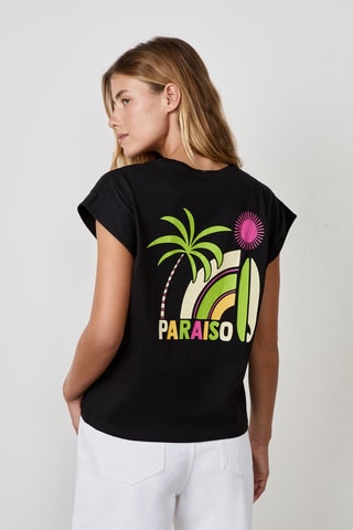 T-shirt Craty Retreat - Noir et rose