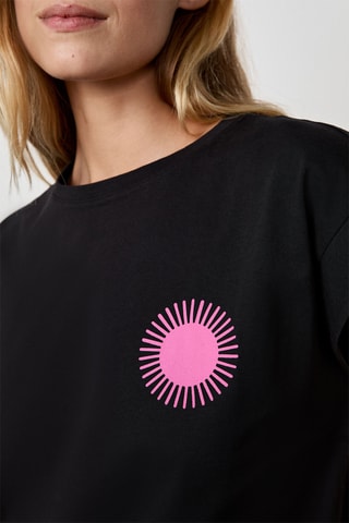 T-shirt Craty Retreat - Noir et rose