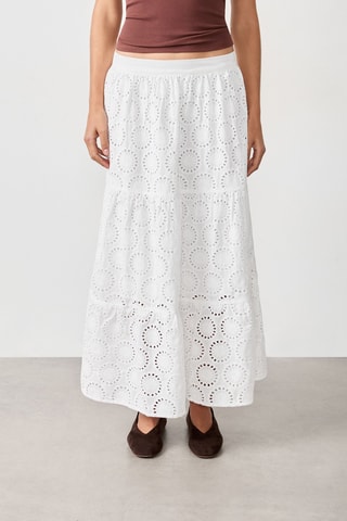 Jupe longue en broderie anglaise Mordern Gypset - Blanc