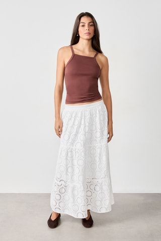 Jupe longue en broderie anglaise Mordern Gypset - Blanc