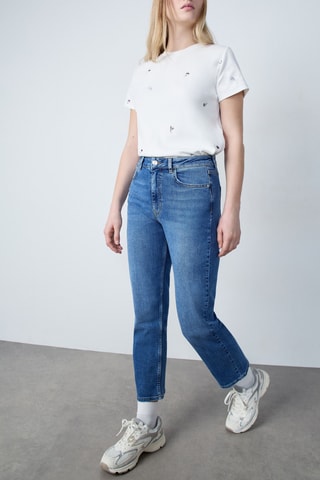 Jean 7/8 Capsule Fleurs - Bleu