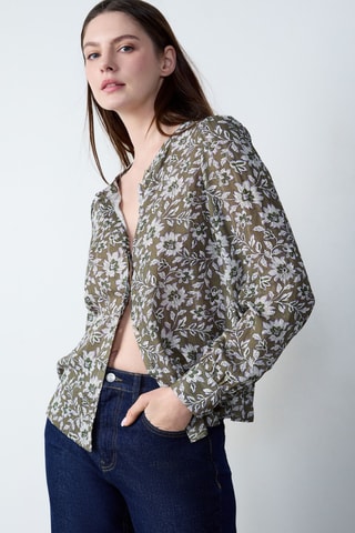 Chemisier Marche aux fleurs - Kaki