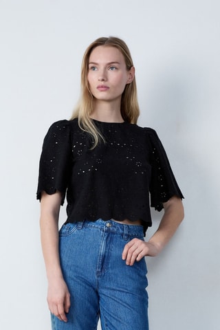 Top en broderie anglaise Capsule - Noir