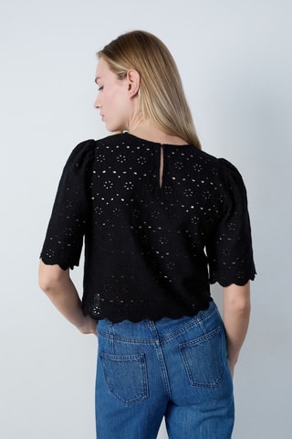 Top en broderie anglaise Capsule - Noir