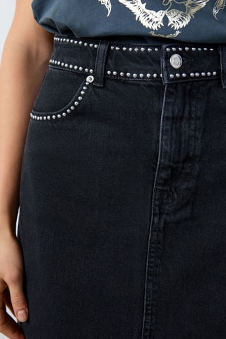 Jupe midi en jean Cowboy - Noir