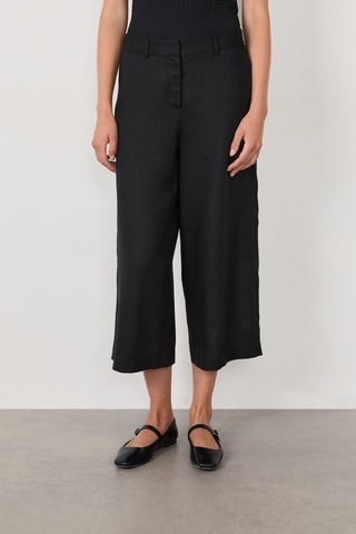 Pantalon 7/8 en lin Timeless Summer - Noir