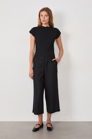 Pantalon 7/8 en lin Timeless Summer - Noir