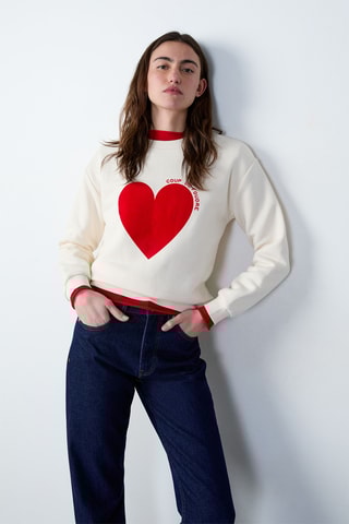 Sweat Boulevard beaumarchais - Ecru et rouge