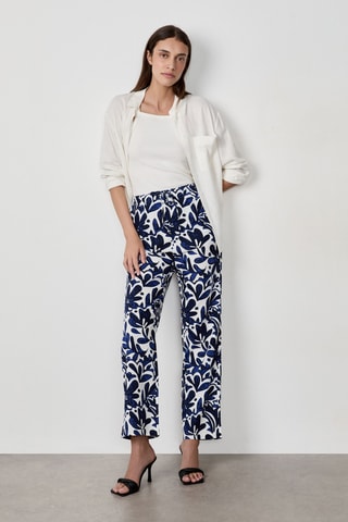 Pantalon en lin taille haute Essentiel - Blanc