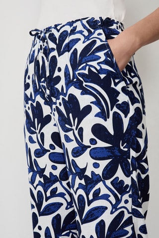 Pantalon en lin taille haute Essentiel - Blanc