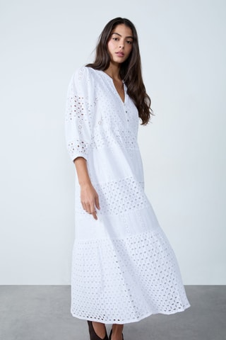Robe midi en broderie anglaise Mordern Gypset - Blanc