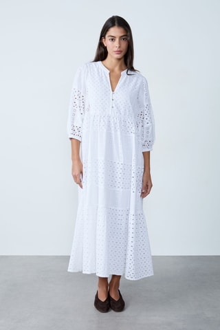 Robe midi en broderie anglaise Mordern Gypset - Blanc