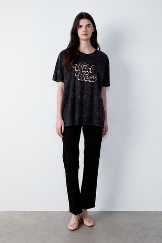 T-shirt oversize Cowboy - Noir chiné