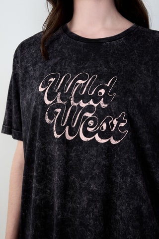 T-shirt oversize Cowboy - Noir chiné