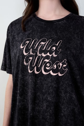 T-shirt oversize Cowboy - Noir chiné