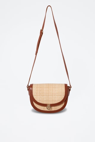 Sac bandoulière en cuir Vintage St Tropez - Marron et écru