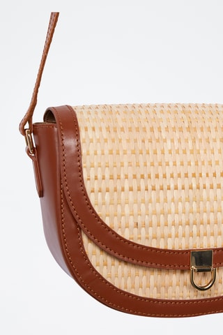 Sac bandoulière en cuir Vintage St Tropez - Marron et écru