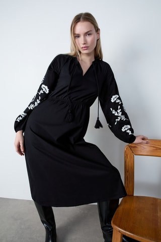 Robe midi Afternoon light - Noir