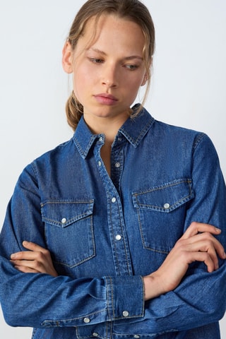 Chemisier en jean Cowboy - Bleu foncé