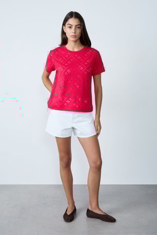 T-shirt en broderie anglaise Mordern Gypset - Rouge