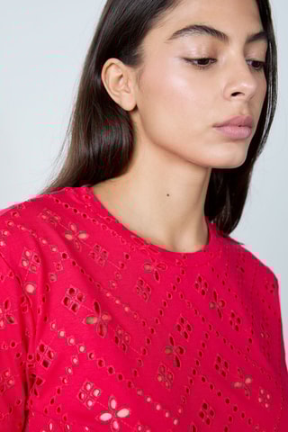 T-shirt en broderie anglaise Mordern Gypset - Rouge