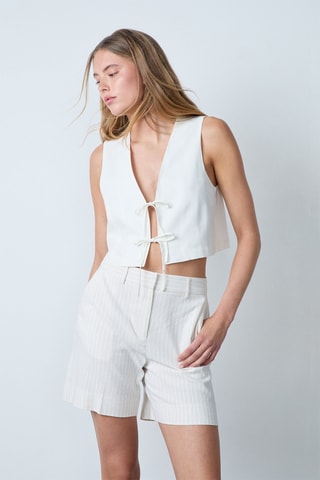 Top en lin Vintage St Tropez - Blanc