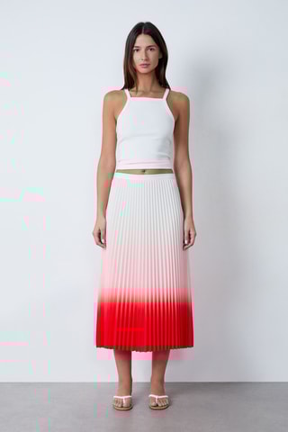 Jupe plissé dip and dye Essentiel - Blanc et rouge
