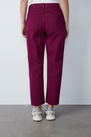 Pantalon taille haute Capsule Broderie - Grenat