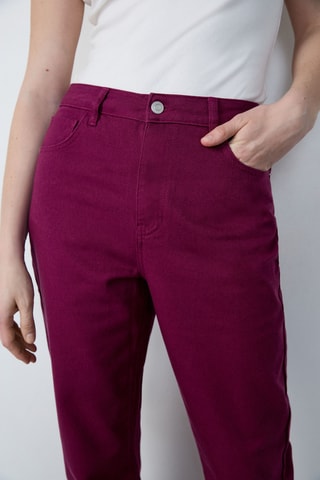 Pantalon taille haute Capsule Broderie - Grenat