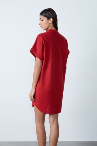 Robe droite en lin Essentiel - Rouge