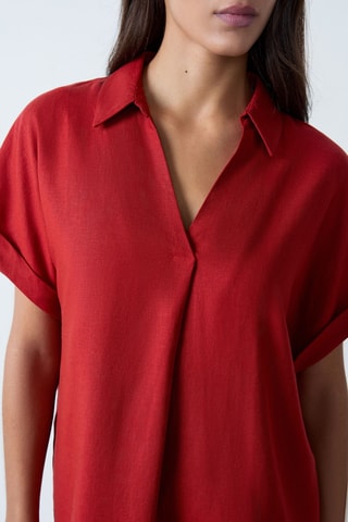 Robe droite en lin Essentiel - Rouge