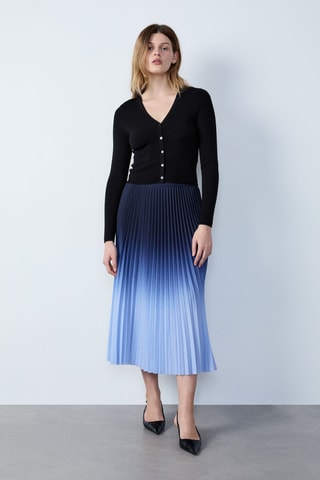 Jupe plissée dip and dye Essentiel - Bleu