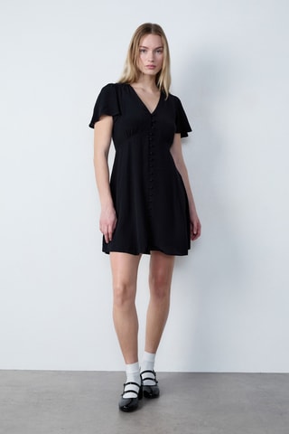 Robe chemise Capsule Fleurs - Noir