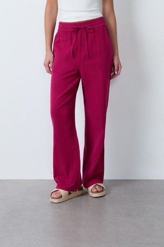 Pantalon taille haute Essentiel - Fuchsia