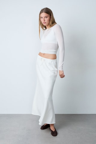 Jupe longue en lin Vintage St Tropez - Blanc