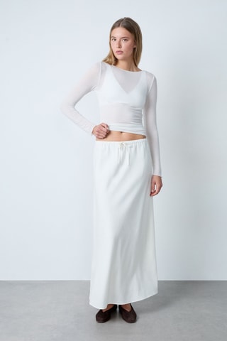 Jupe longue en lin Vintage St Tropez - Blanc