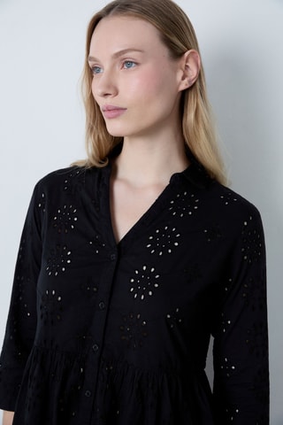 Robe midi en broderie anglaise Essentiel - Noir