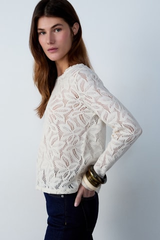 Top en dentelle Marche Aux Fleurs - Blanc